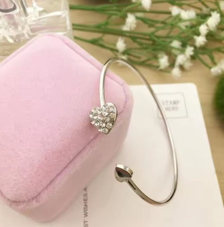 New Fashion Adjustable Crystal Double Heart Bow