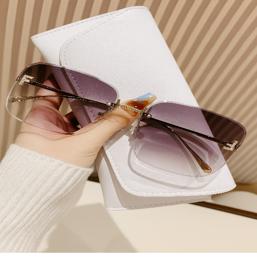 2025 New Metal Frameless Sunglasses Women's European and American Trendy Glasses