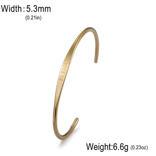 Sipuris Custom Engraved Name Text Cuff Bracelet Stainless Steel Personalized