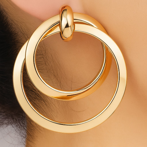 Gold Color Twisted Big Hoop Earrings For Women Night Club Party Girls Drop Earrings Geometric Statement Earrings