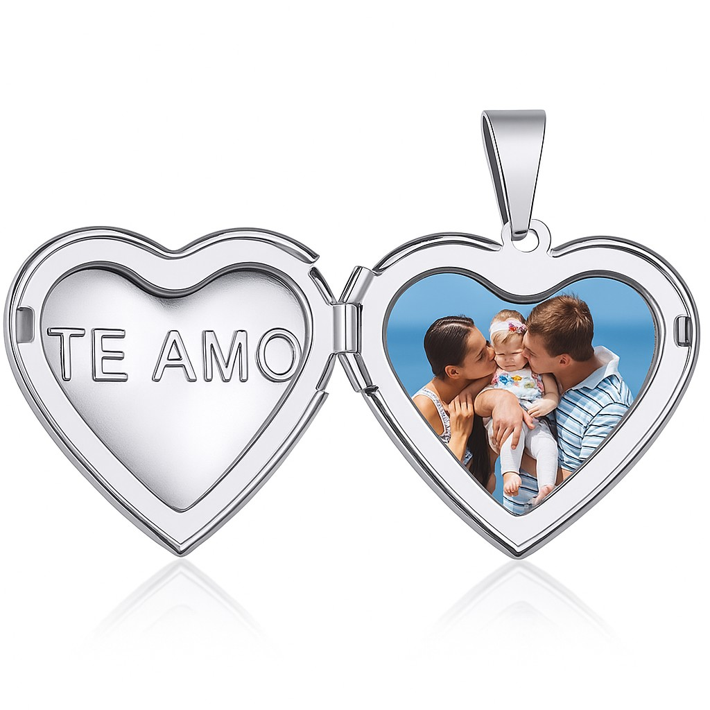 Custom Locket Heart Pendant Necklace Women Photo Picture Engraved