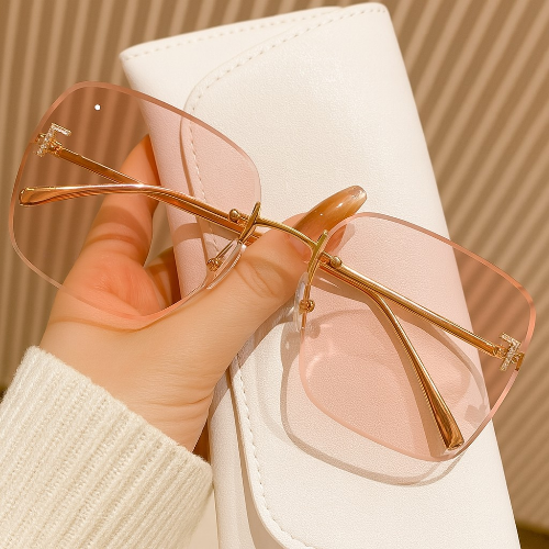 2025 New Metal Frameless Sunglasses Women's European and American Trendy Glasses